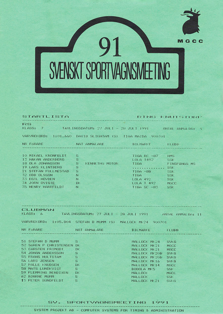 Svenskt Sportvagnsmeeting Knutstorp 1991